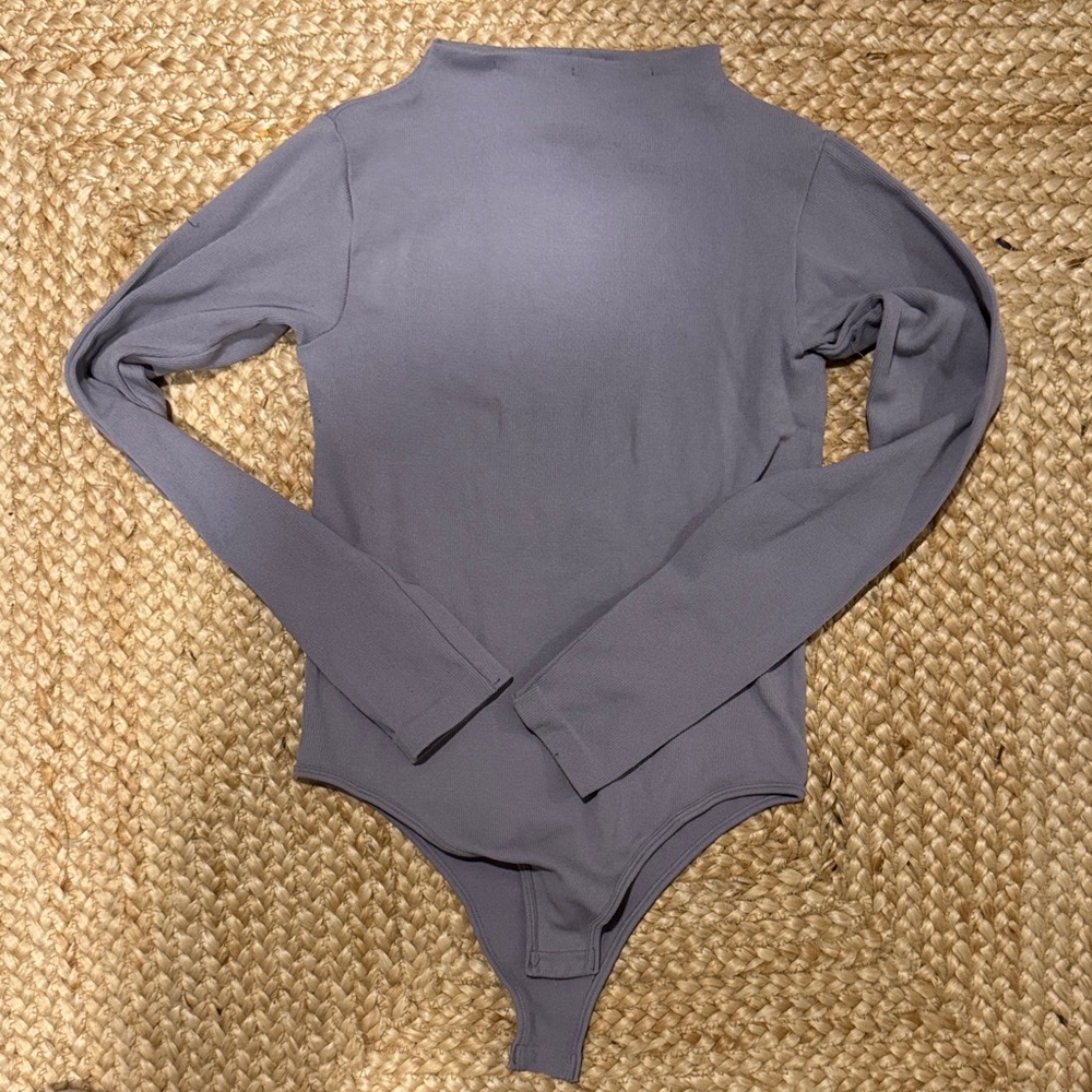 Zara Gray Long Sleeve Semi-backless Bodysuit